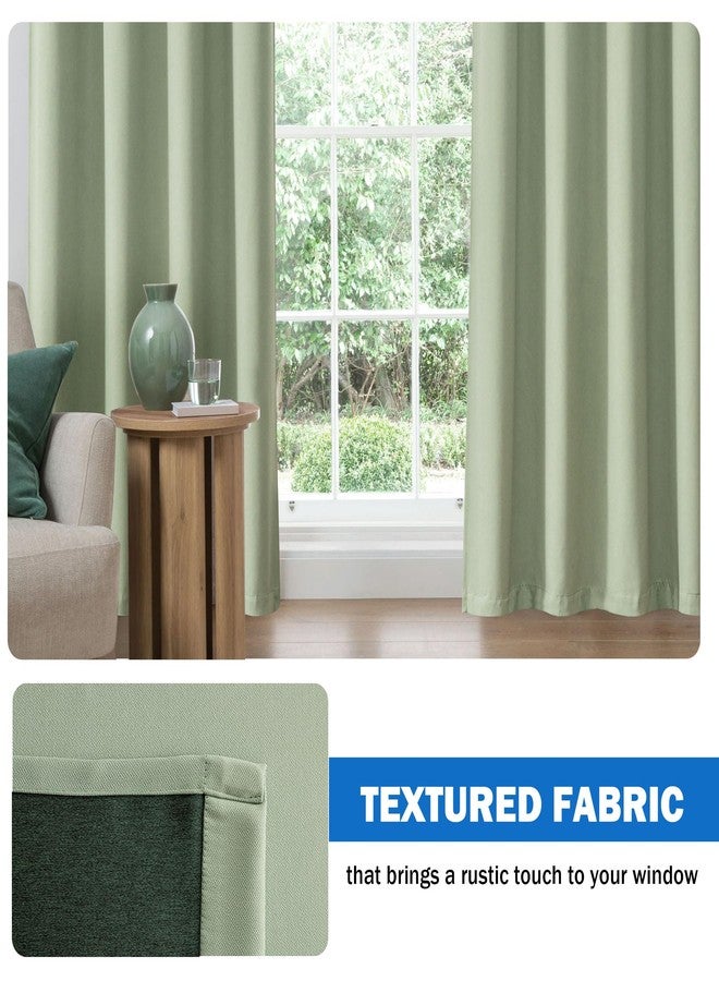 Beauoop 100% Blackout Curtains 84 Inch Long 2 Panels for Bedroom Living Room Green Linen Textured Room Darkening Thermal Insulated Soundproof Grommet Top Window Treatment Drapes,52x84, 2 Set - Image 4